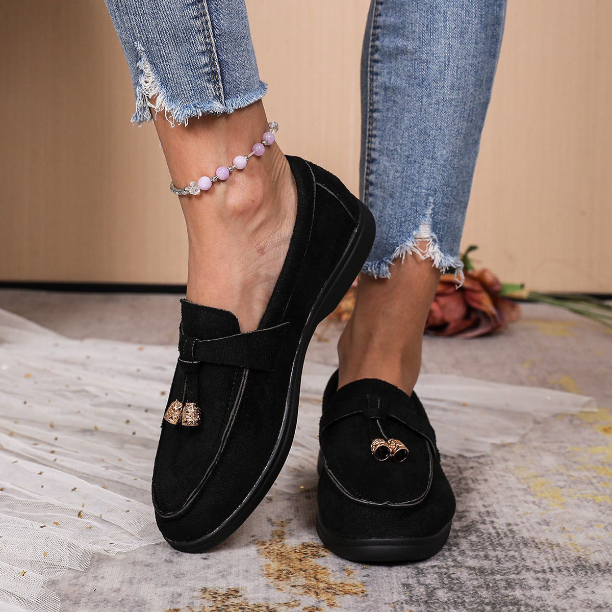Women's Loafers with Tassel Detail and Cushioned Sole
