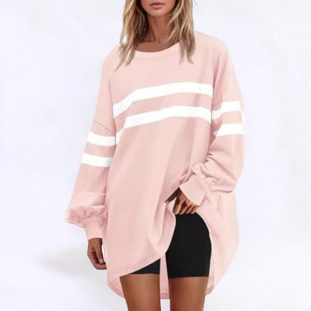 Women's Oversized Stripe Sweater | Longline Relaxed Fit Top