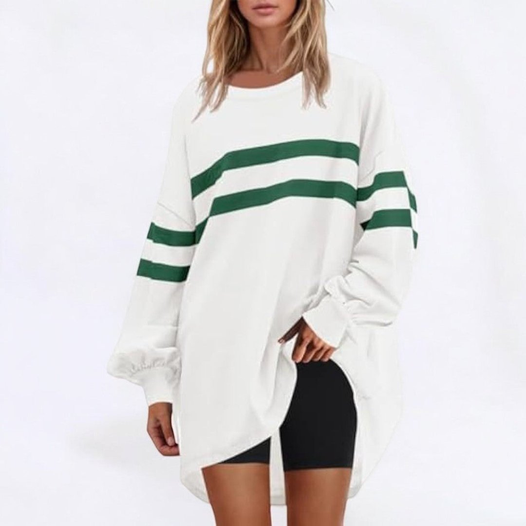 Women's Oversized Stripe Sweater | Longline Relaxed Fit Top