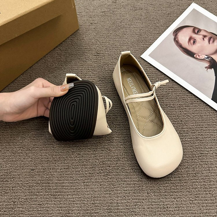 Women's Mary Jane Flats with Ankle Strap and Round Toe