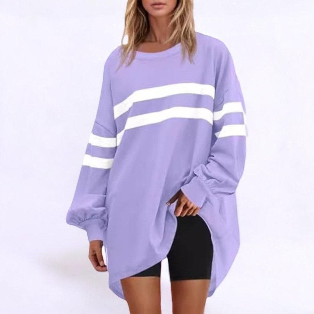 Women's Oversized Stripe Sweater | Longline Relaxed Fit Top