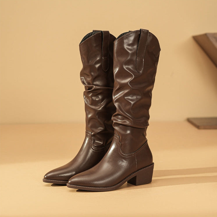 Kerensa | Slouch-style Shape Block Heel Ankle Boots