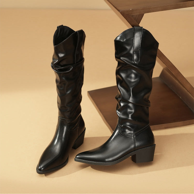 Kerensa | Slouch-style Shape Block Heel Ankle Boots