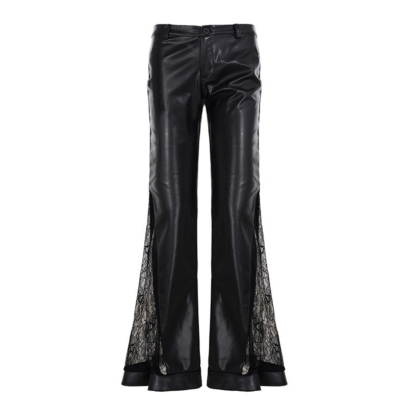 Women's High-Waist Flared Trousers with Zipper Detail