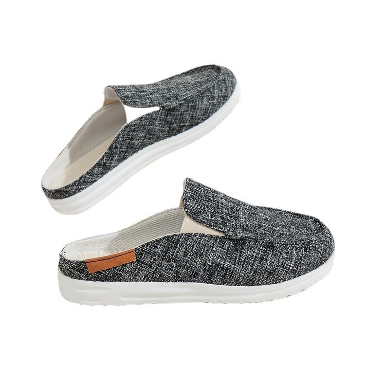 Women's Leopard Print Canvas Slip-On Mules with Cushioned Footbed