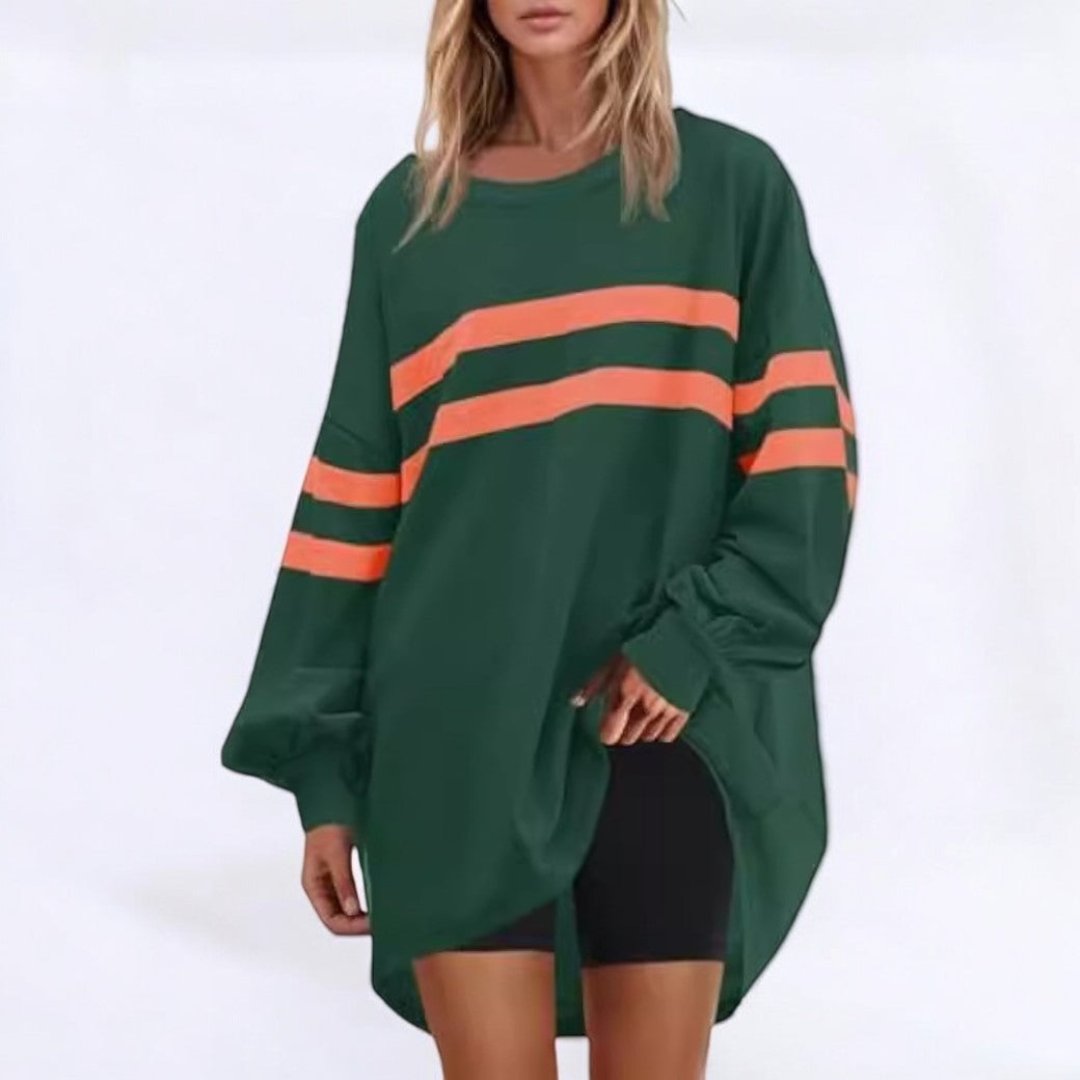 Women's Oversized Stripe Sweater | Longline Relaxed Fit Top