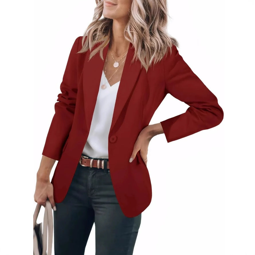Women's Single-Breasted Blazer with Front Pockets