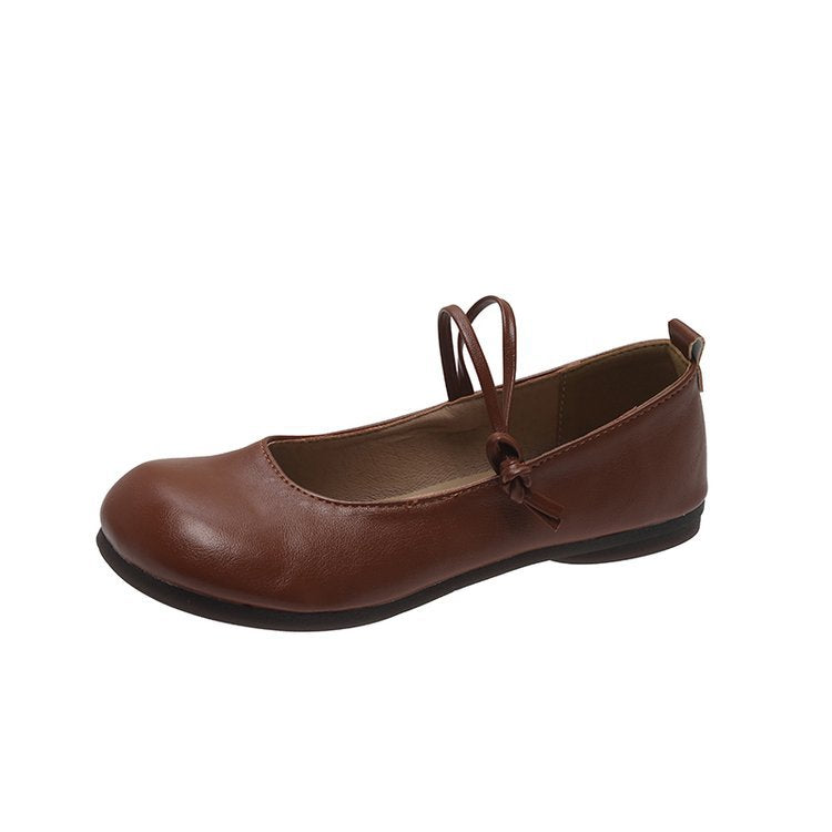 Women's Mary Jane Flats with Ankle Strap and Round Toe