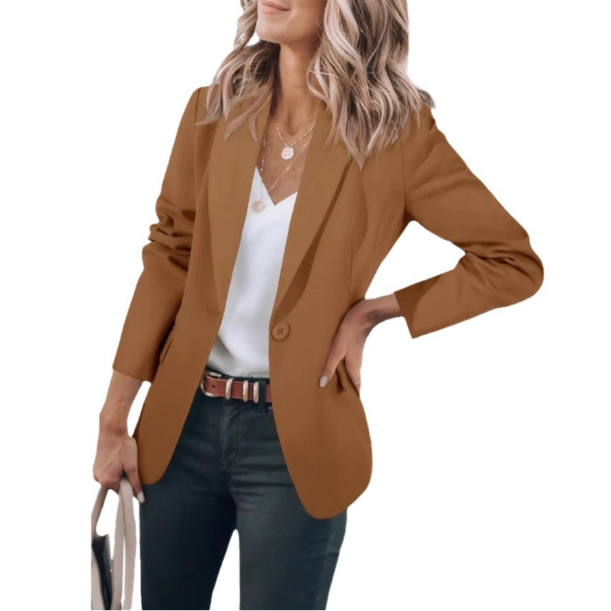Women's Single-Breasted Blazer with Front Pockets