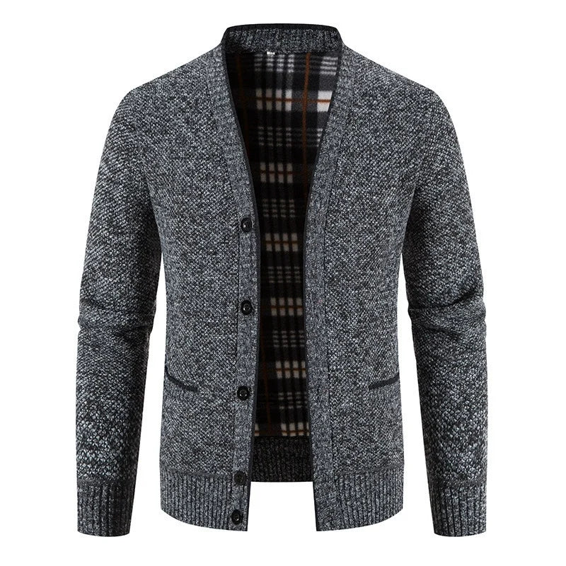FLEECE V NECK CARDIGAN FOR MEN