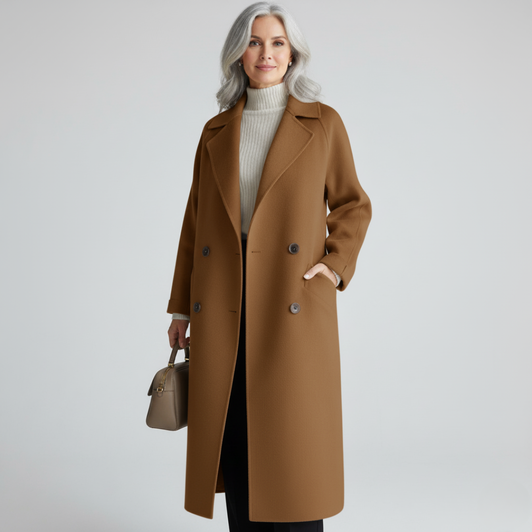 Women's Double-Breasted Wool Coat | Tailored Autumn Winter Coat