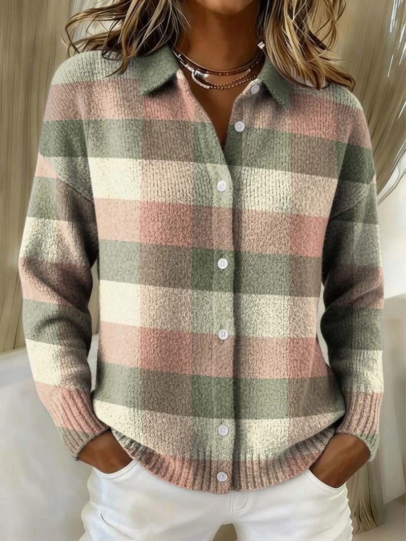 Noor - Checked Knitted Blouse