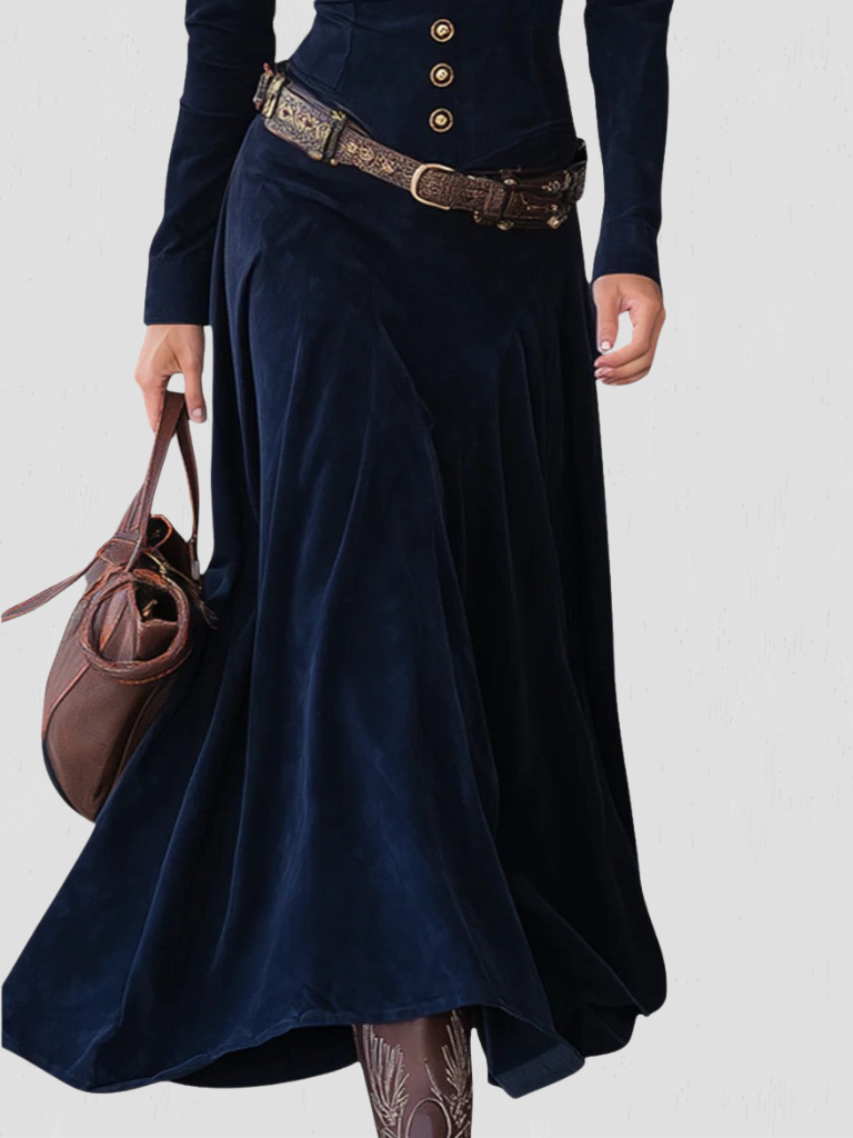 LENA HERITAGE LONG SLEEVE BUTTON DOWN MAXI DRESS
