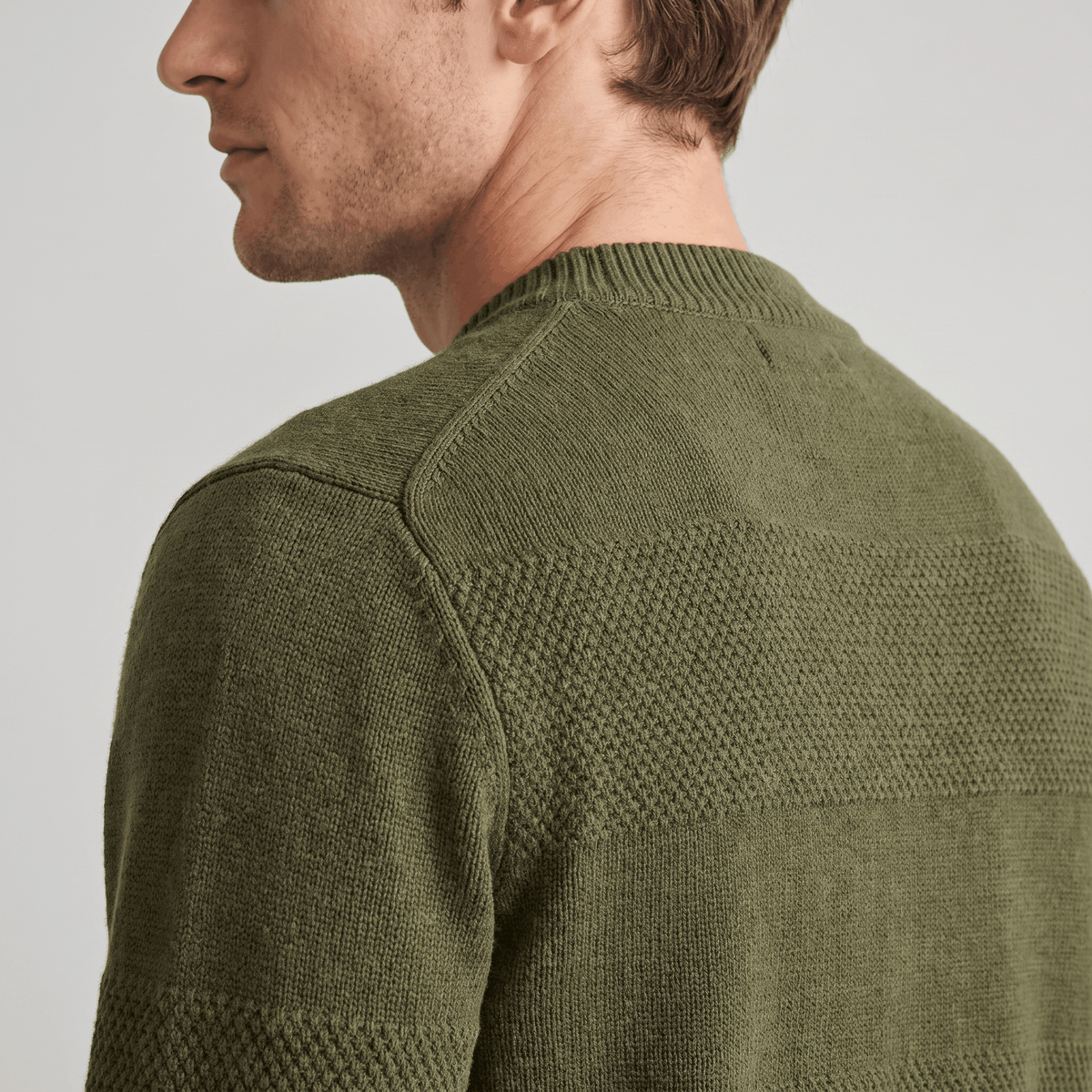 Orlando Chunky Knit Henley Sweater – Textured Stripe Three Button Crew Neck Long Sleeve Pullover