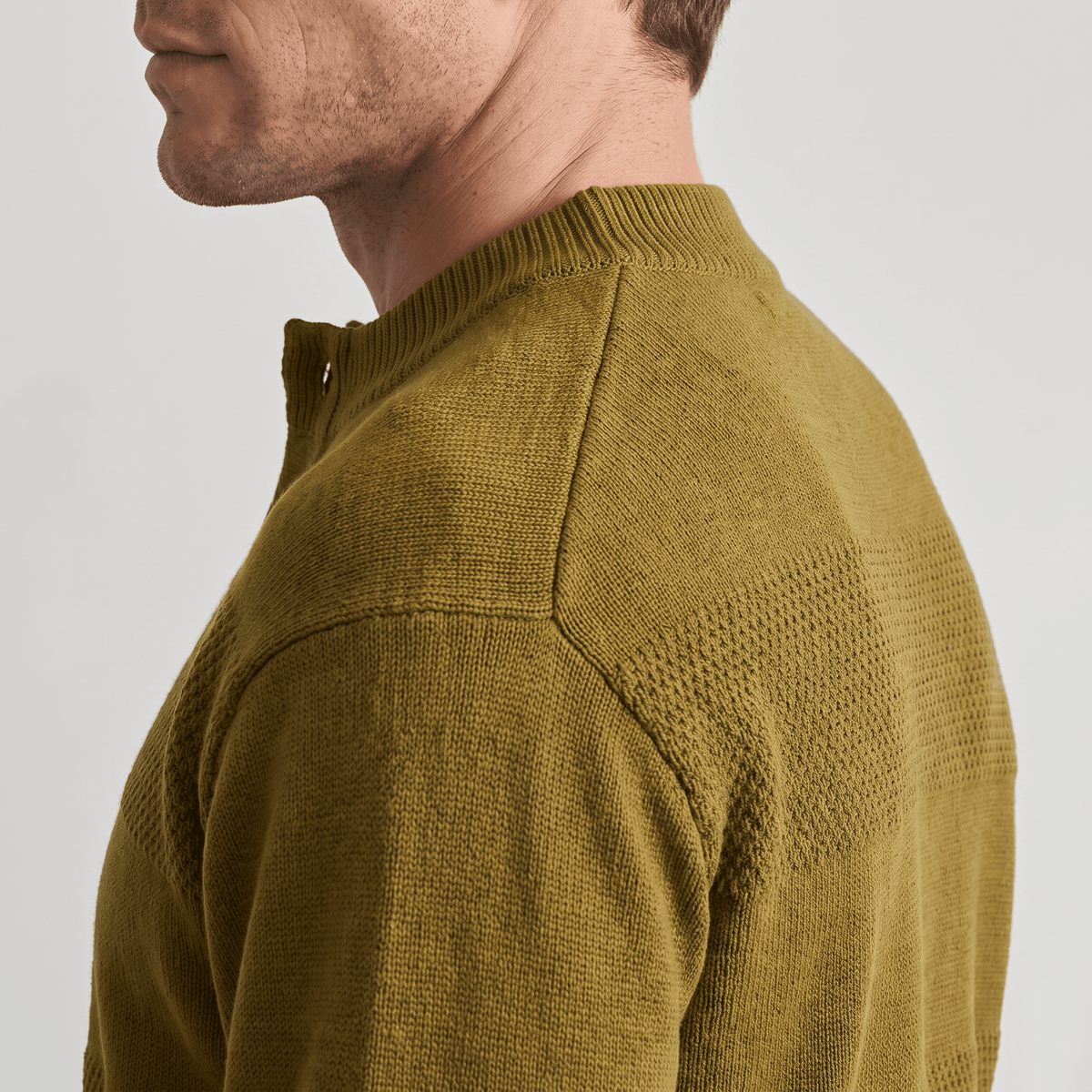 Orlando Chunky Knit Henley Sweater – Textured Stripe Three Button Crew Neck Long Sleeve Pullover