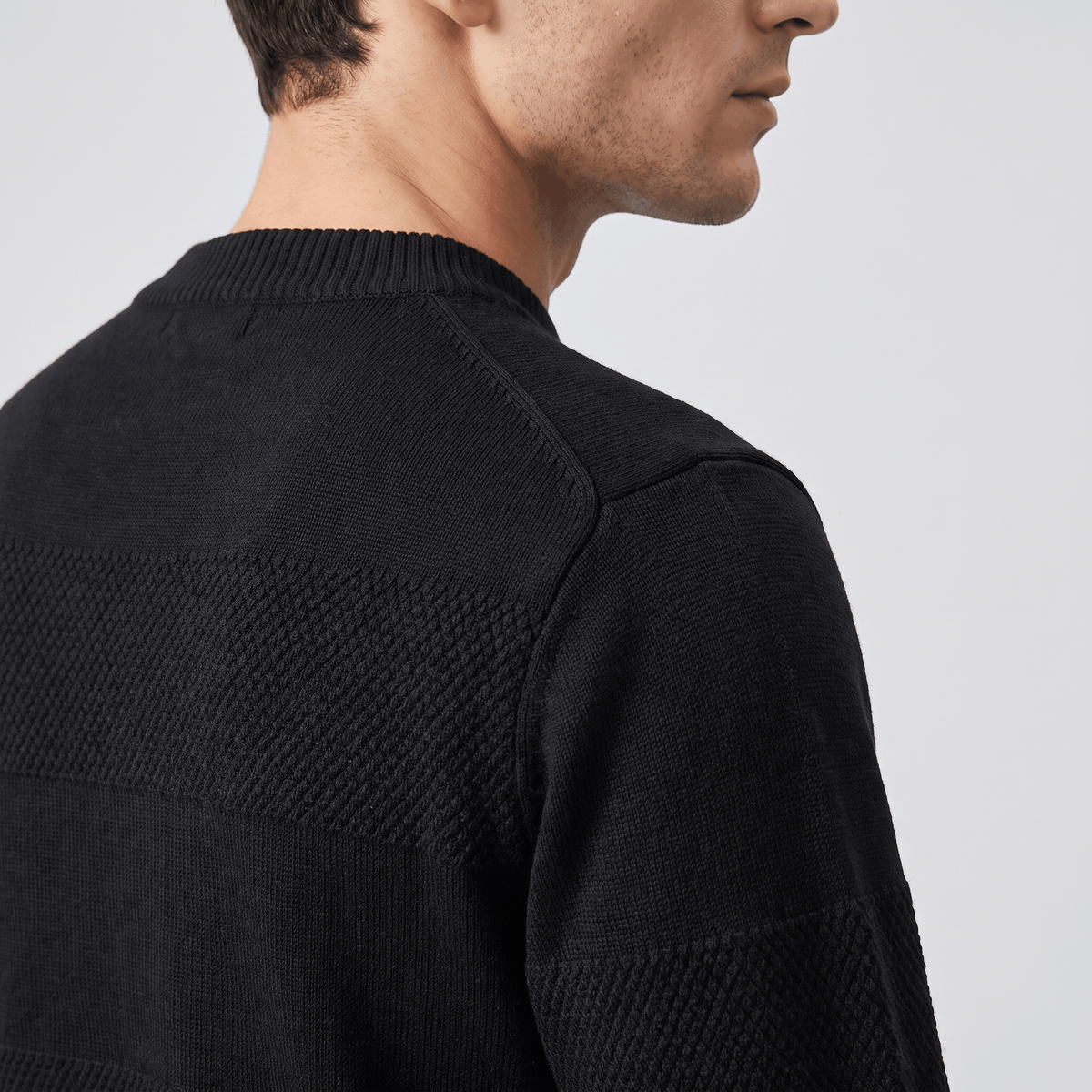 Orlando Chunky Knit Henley Sweater – Textured Stripe Three Button Crew Neck Long Sleeve Pullover
