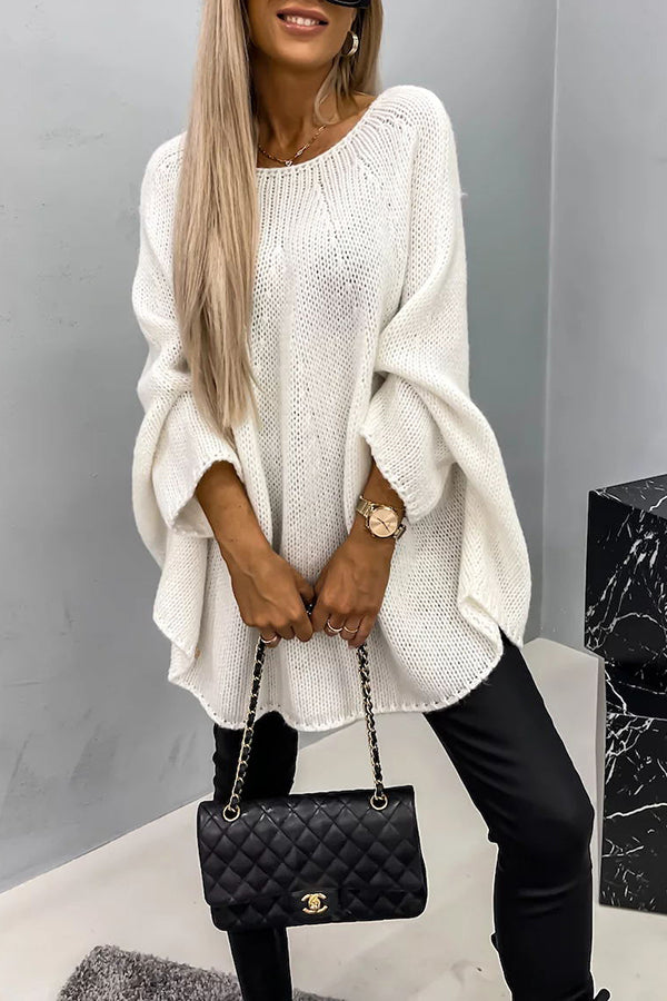 Maren-Pearl Cable Wide Sleeve Sweater
