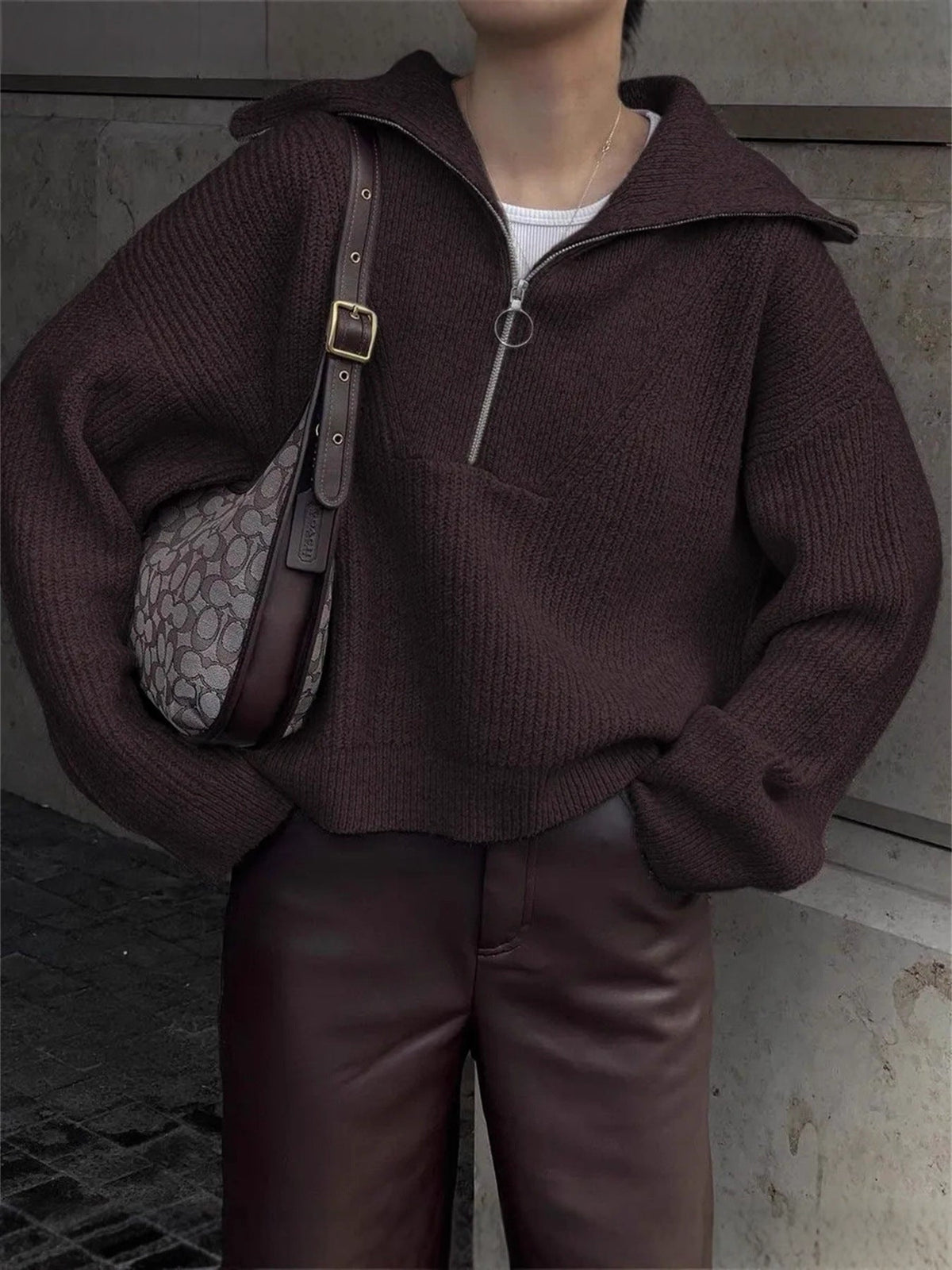 Marlo-Joy Oversized Wide Collar Half-Zip