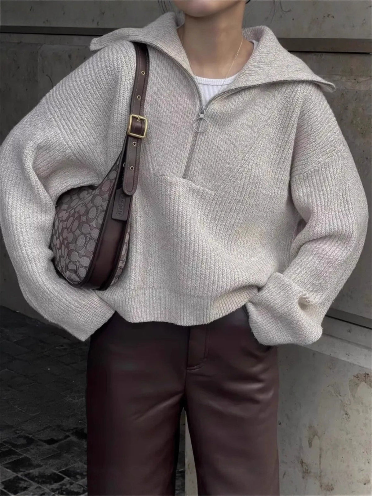Marlo-Joy Oversized Wide Collar Half-Zip