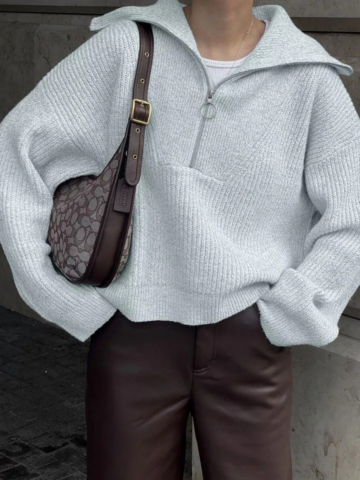 Marlo-Joy Oversized Wide Collar Half-Zip