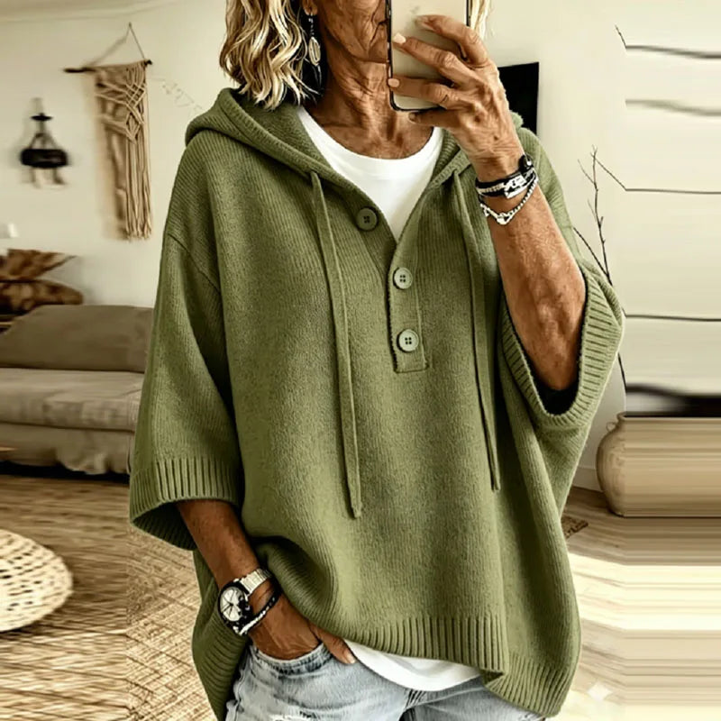 Petra-Faye Hooded Button Knit Sweater