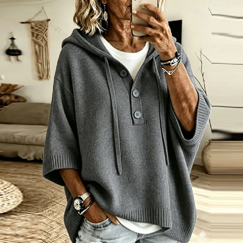 Petra-Faye Hooded Button Knit Sweater