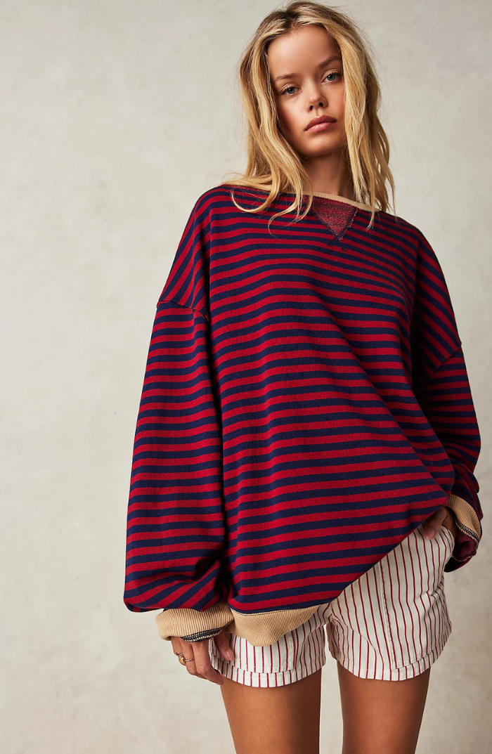 Willa-Rose Neon Trim Striped Sweatshirt