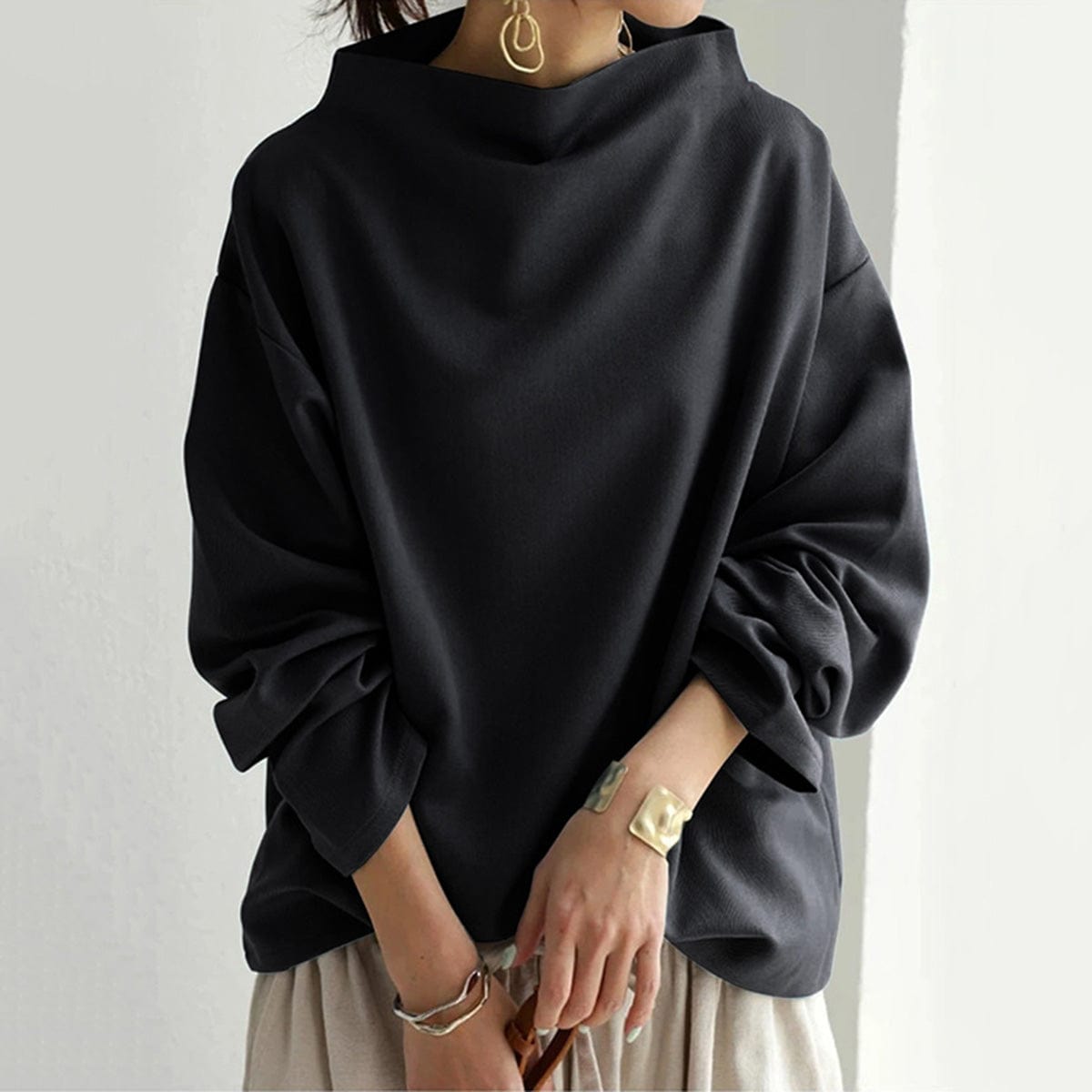 Alessandra-Eve Draped High Neck Sweater