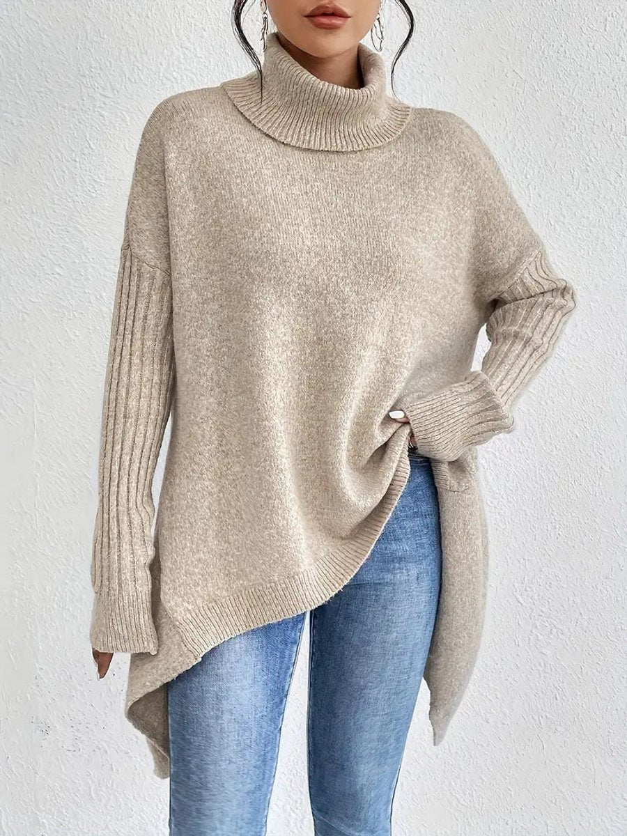 Verity-Claire Side Slit Turtleneck Sweater