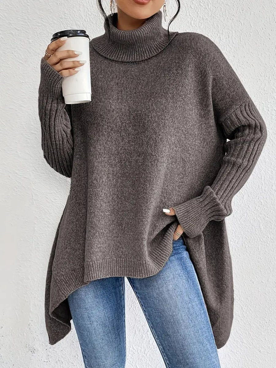 Verity-Claire Side Slit Turtleneck Sweater