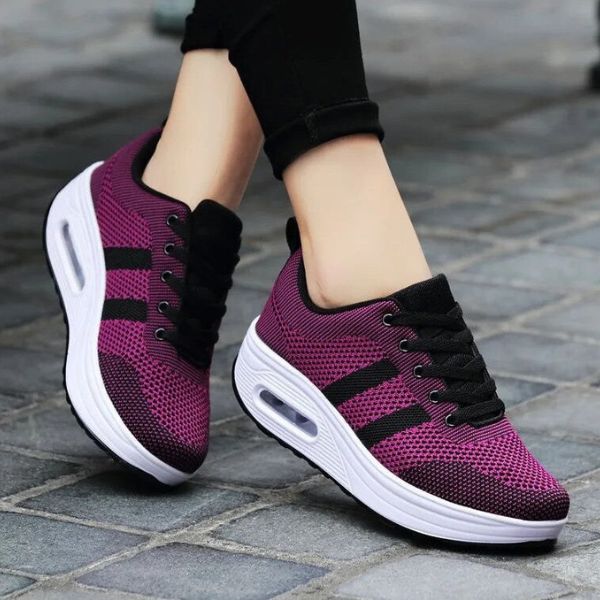 Women's Mesh Air Cushion Trainers with Lace-Up Front