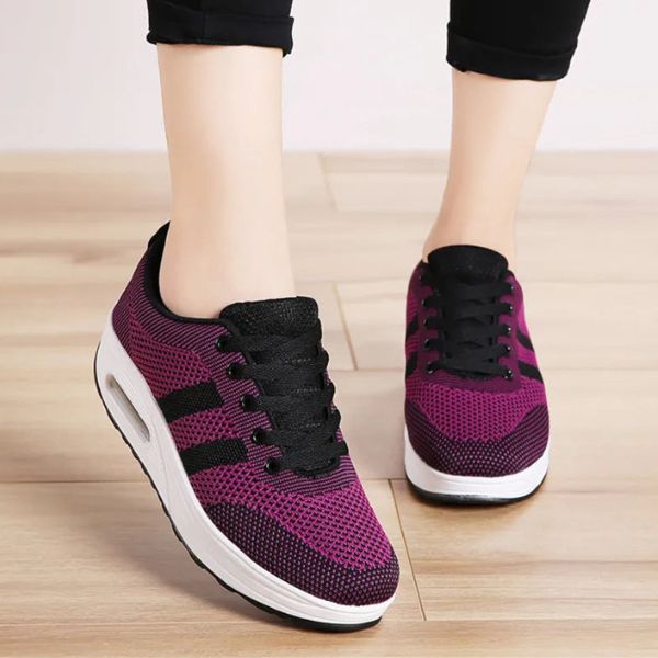 Women's Mesh Air Cushion Trainers with Lace-Up Front