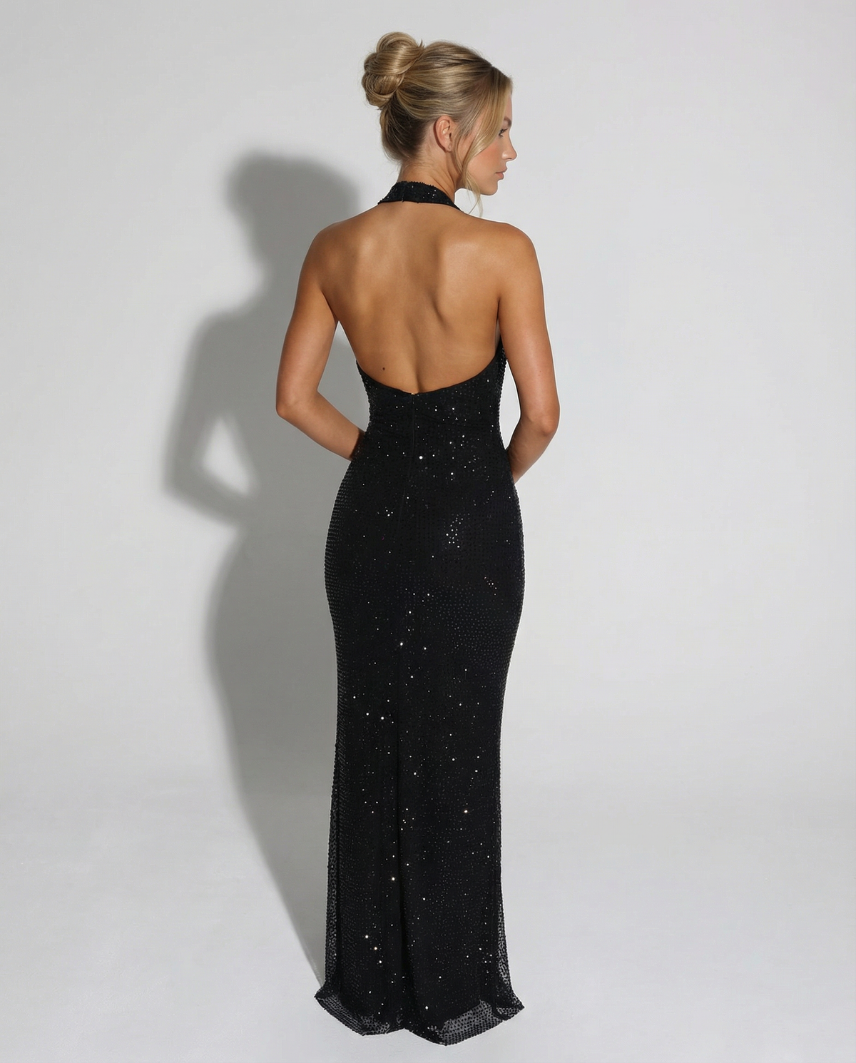Women’s Sequin Halter Neck Maxi Dress