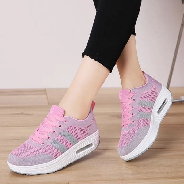Women's Mesh Air Cushion Trainers with Lace-Up Front