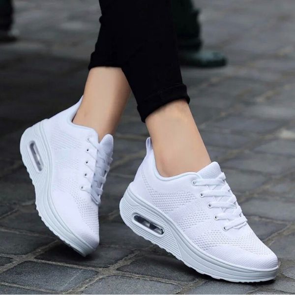 Women's Mesh Air Cushion Trainers with Lace-Up Front