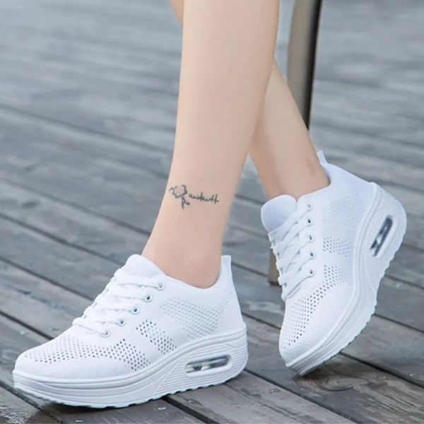 Women's Mesh Air Cushion Trainers with Lace-Up Front