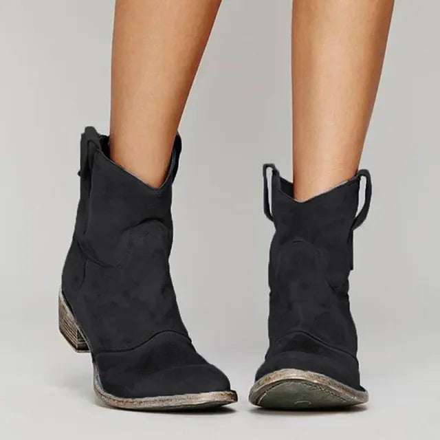 Women's Western Ankle Boots | Pointed Toe Slip-On