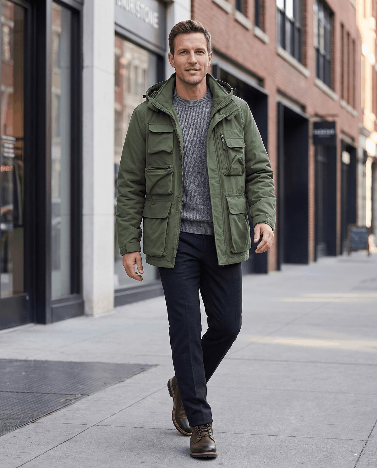 Parka Jacket for Men – Warm Padded Lining, Hooded & Multi-Pocket | Rob