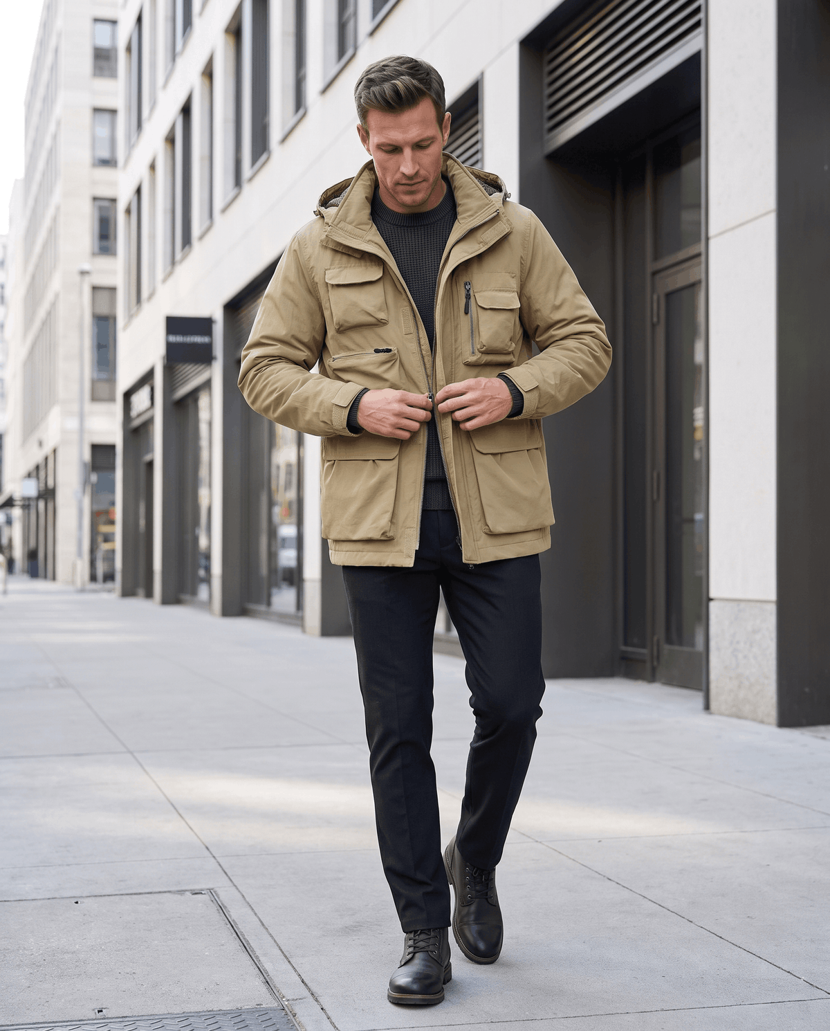 Parka Jacket for Men – Warm Padded Lining, Hooded & Multi-Pocket | Rob