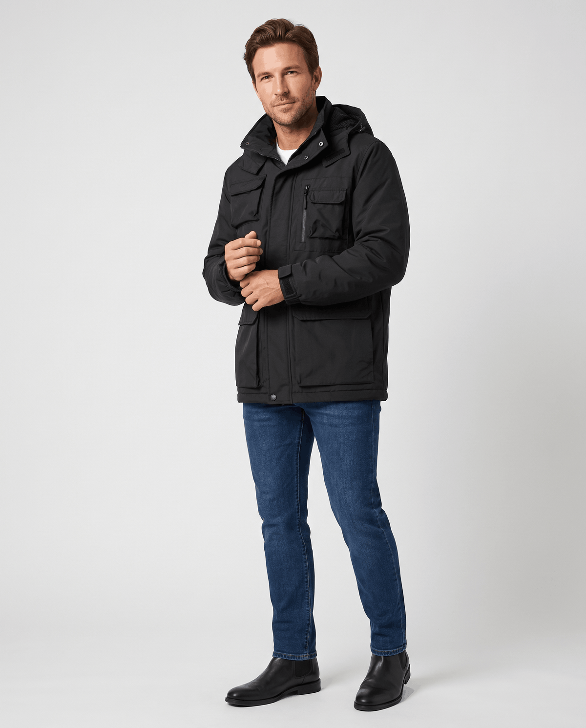 Parka Jacket for Men – Warm Padded Lining, Hooded & Multi-Pocket | Rob