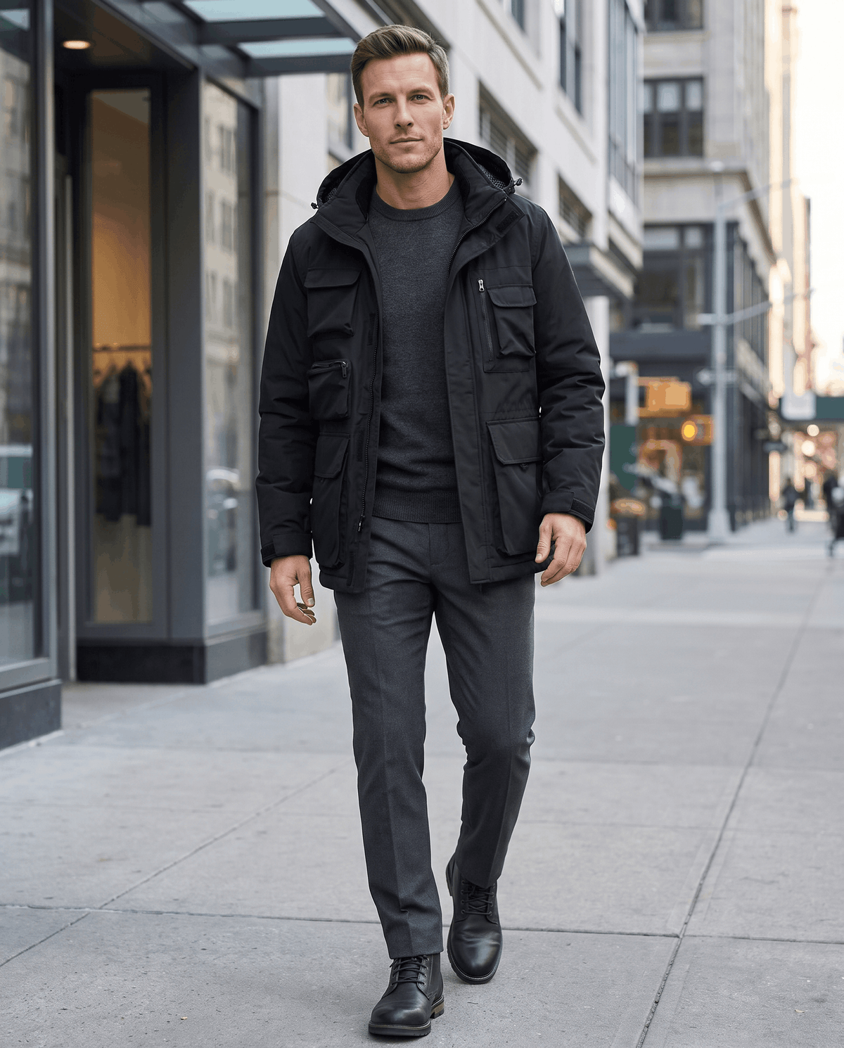Parka Jacket for Men – Warm Padded Lining, Hooded & Multi-Pocket | Rob