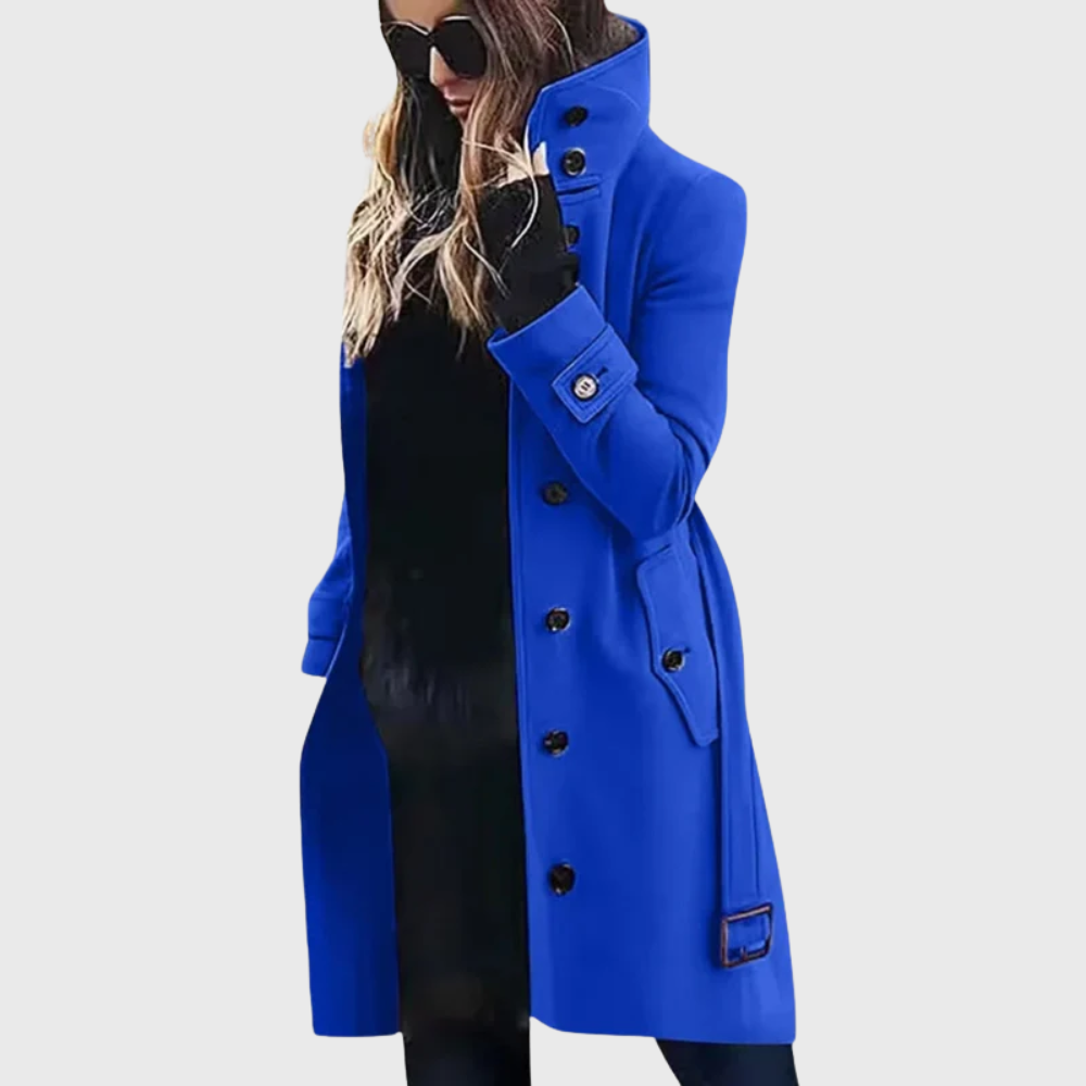 Women's Long Trench Coat with Water-Repellent Fabric and Classic Design