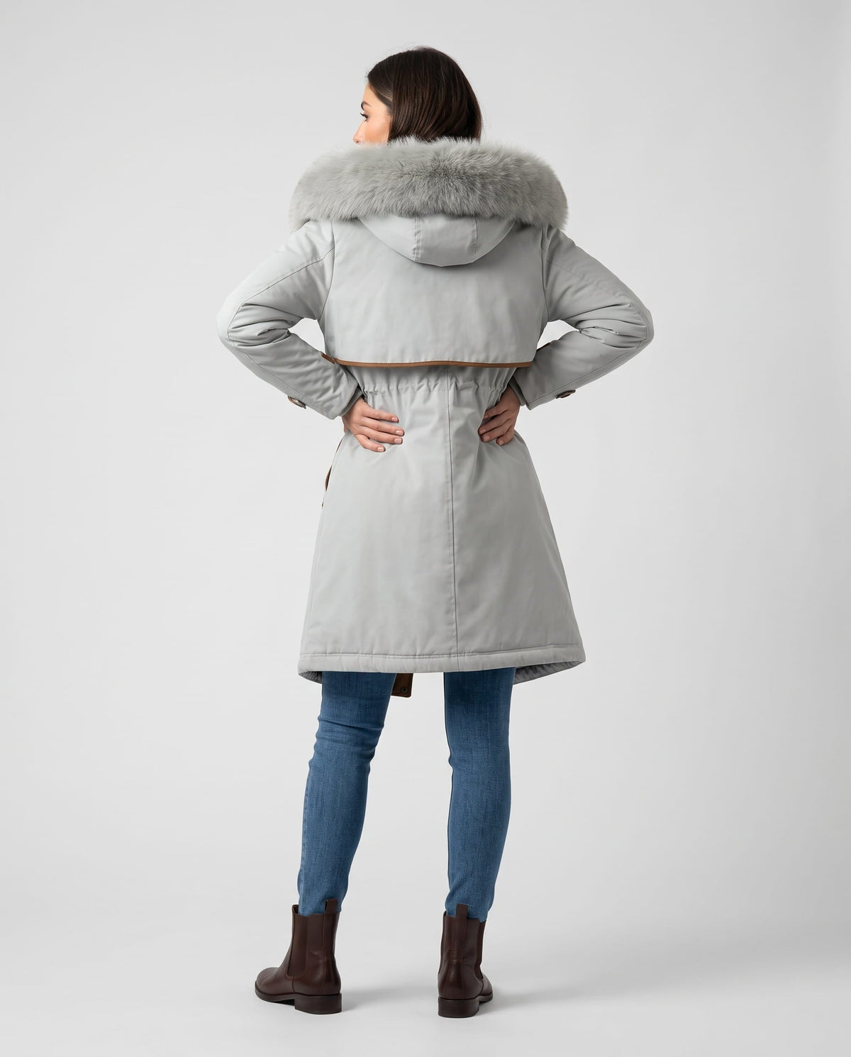 Plush Hood Trim Winter Parka – Cozy Lined & Adjustable Waist | Althea