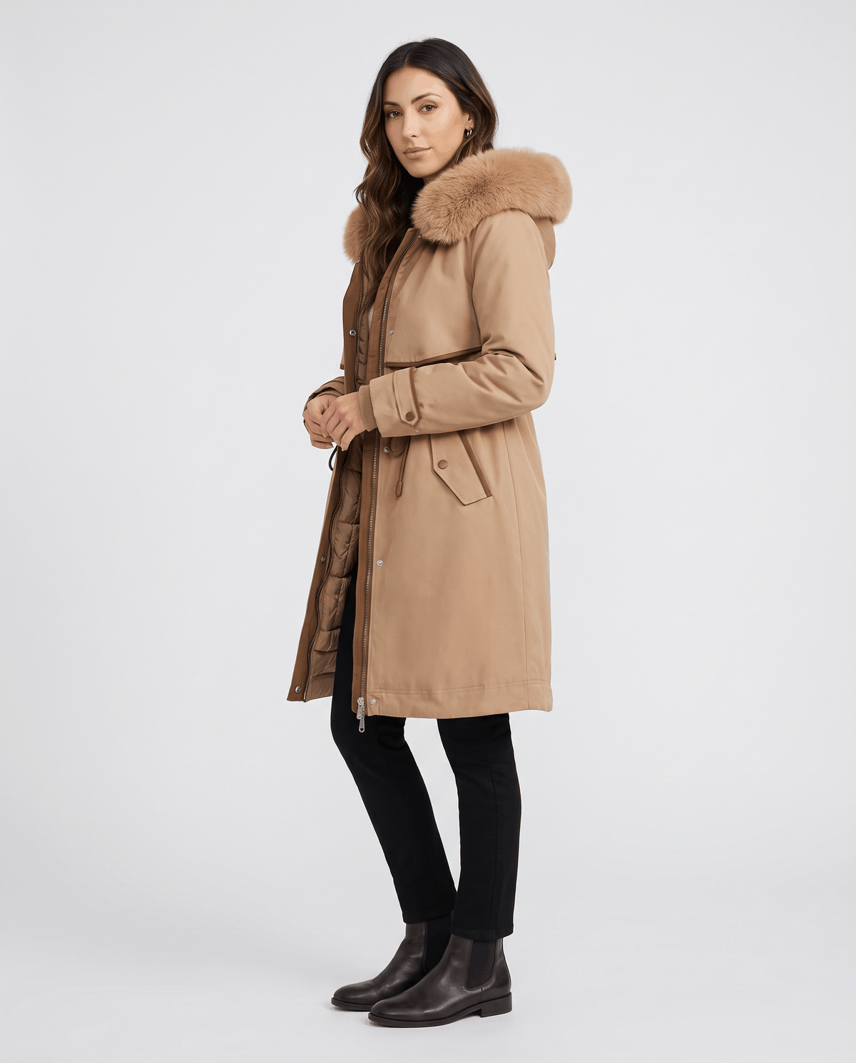 Plush Hood Trim Winter Parka – Cozy Lined & Adjustable Waist | Althea
