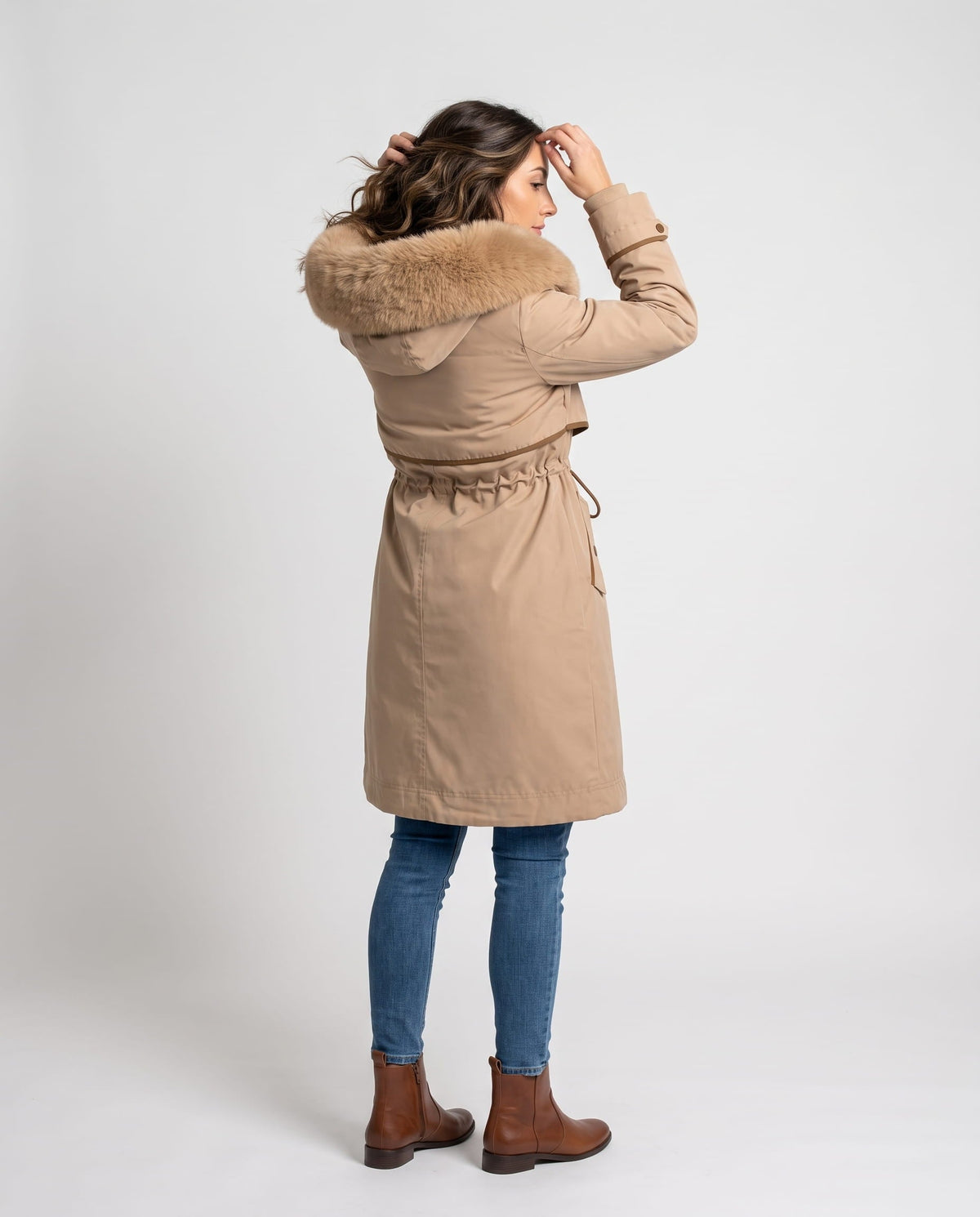 Plush Hood Trim Winter Parka – Cozy Lined & Adjustable Waist | Althea