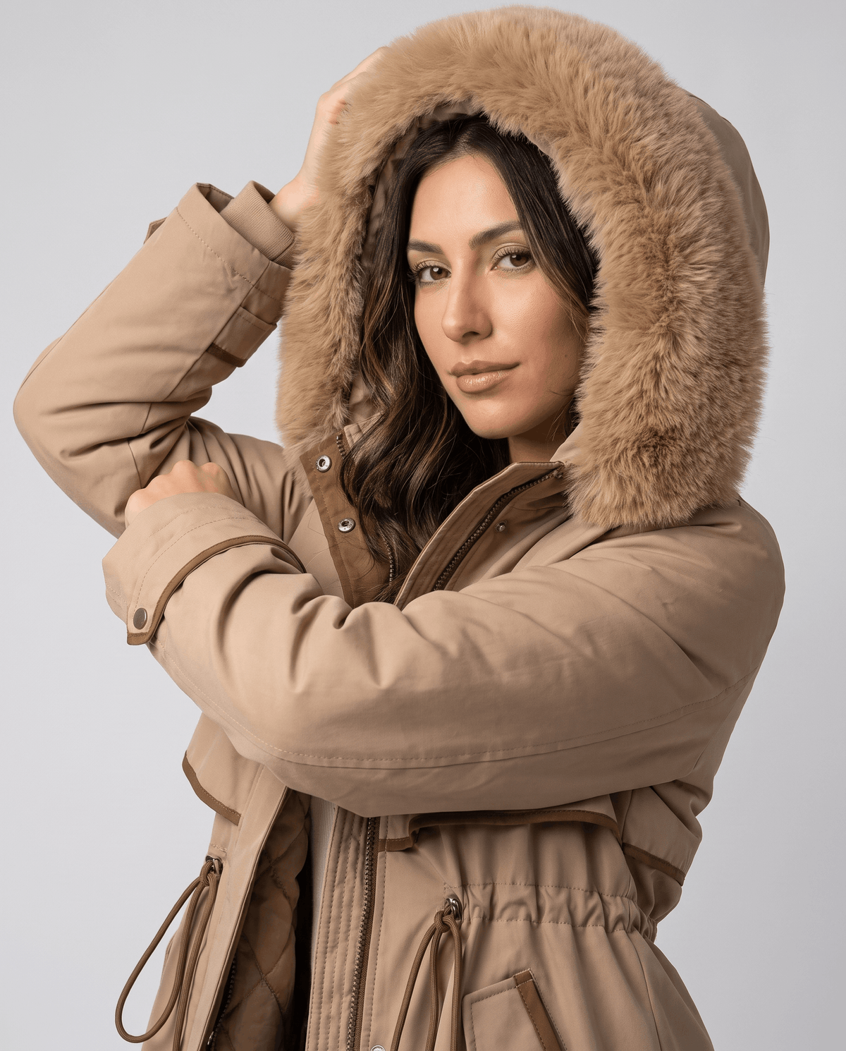 Plush Hood Trim Winter Parka – Cozy Lined & Adjustable Waist | Althea