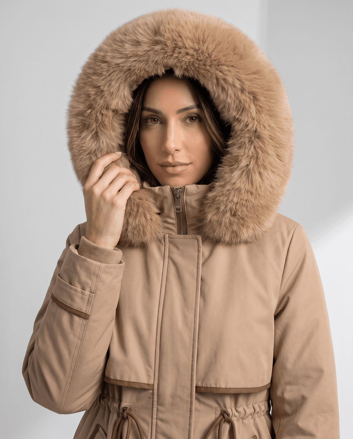 Plush Hood Trim Winter Parka – Cozy Lined & Adjustable Waist | Althea