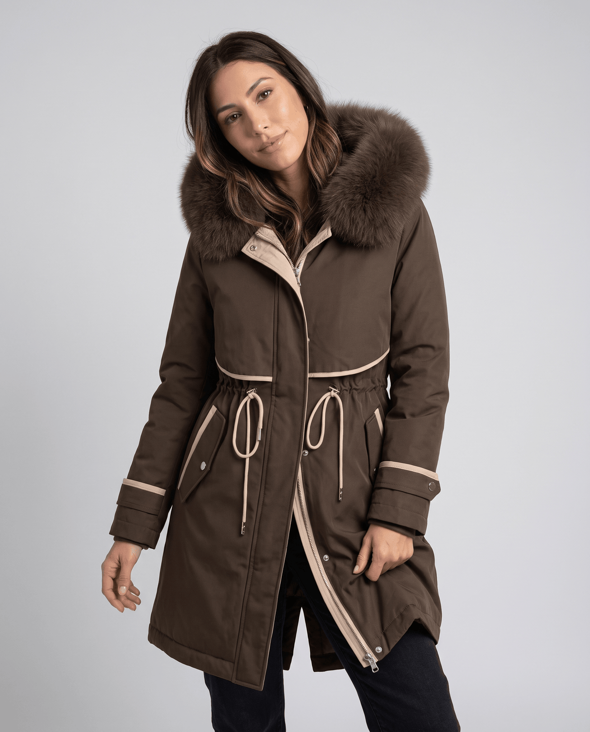 Plush Hood Trim Winter Parka – Cozy Lined & Adjustable Waist | Althea