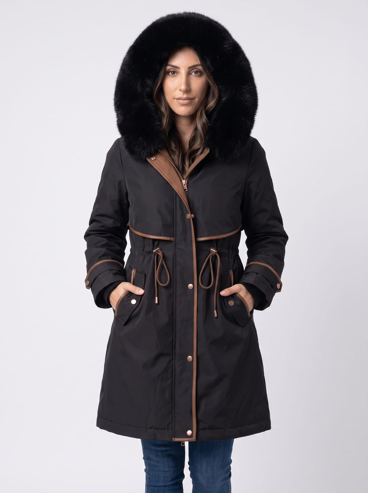 Plush Hood Trim Winter Parka – Cozy Lined & Adjustable Waist | Althea