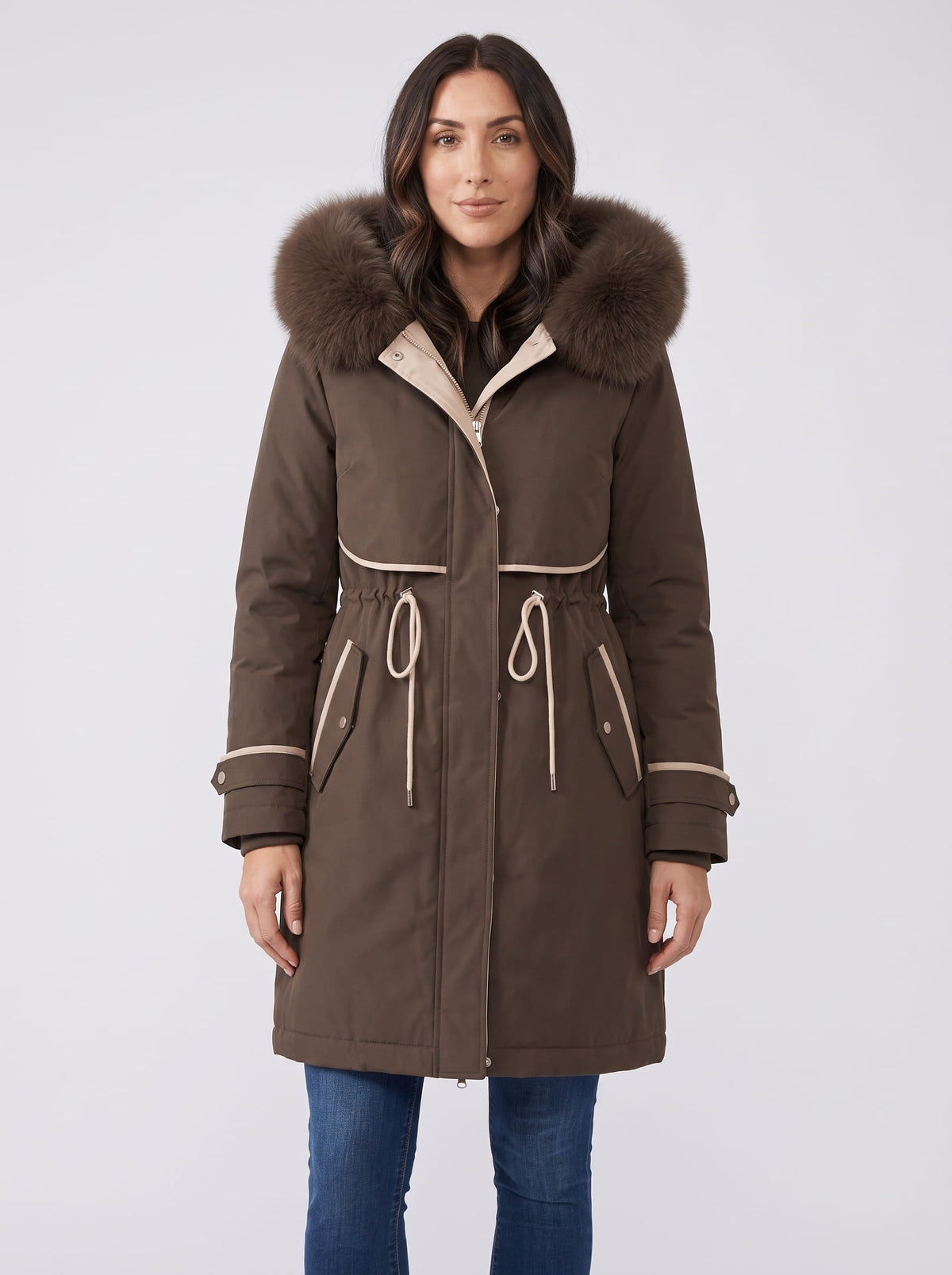 Plush Hood Trim Winter Parka – Cozy Lined & Adjustable Waist | Althea